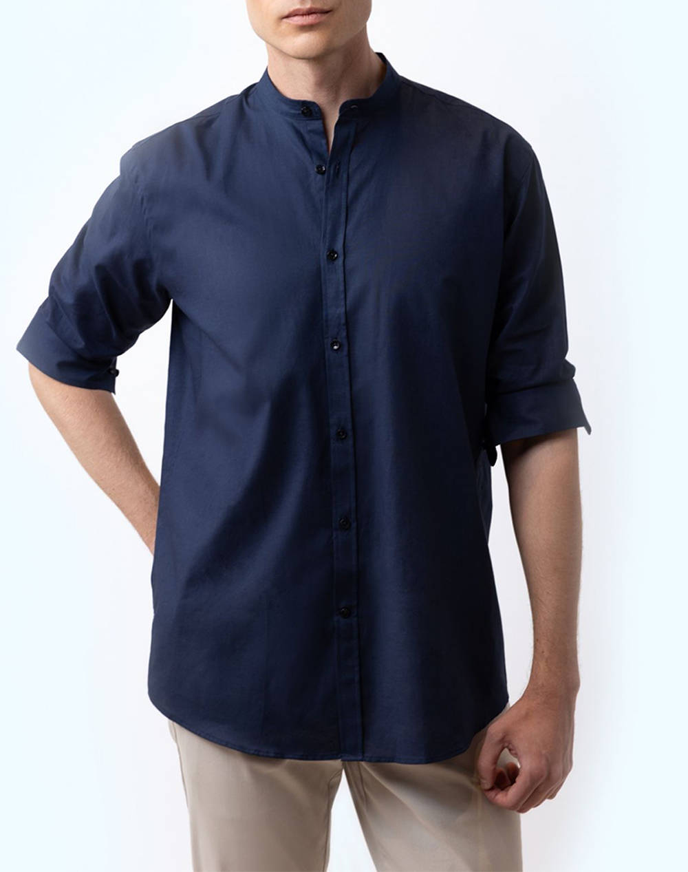 THE BOSTONIANS CAMASA BUMBAC ΛΙΝΟ CUSTOM FIT Plain COTTONLINEN Mao CustomFit