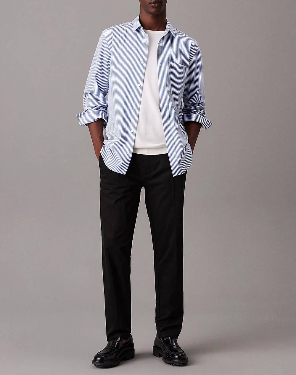 CALVIN KLEIN SATEEN STRETCH TAPERED PLEAT