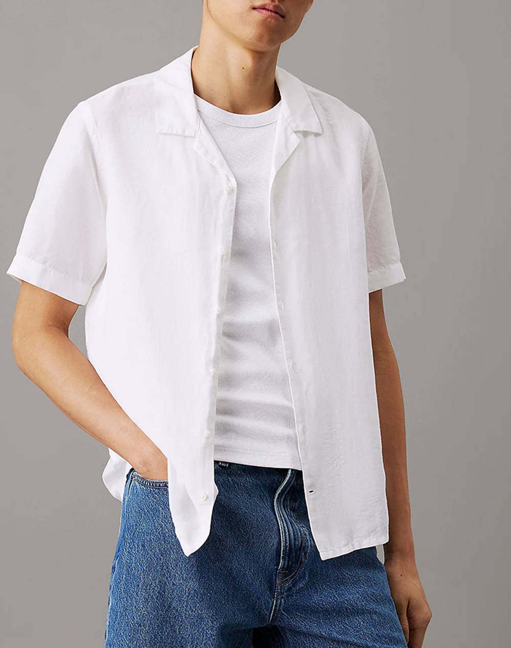 CALVIN KLEIN LINEN COTTON CUBAN S/S SHIRT