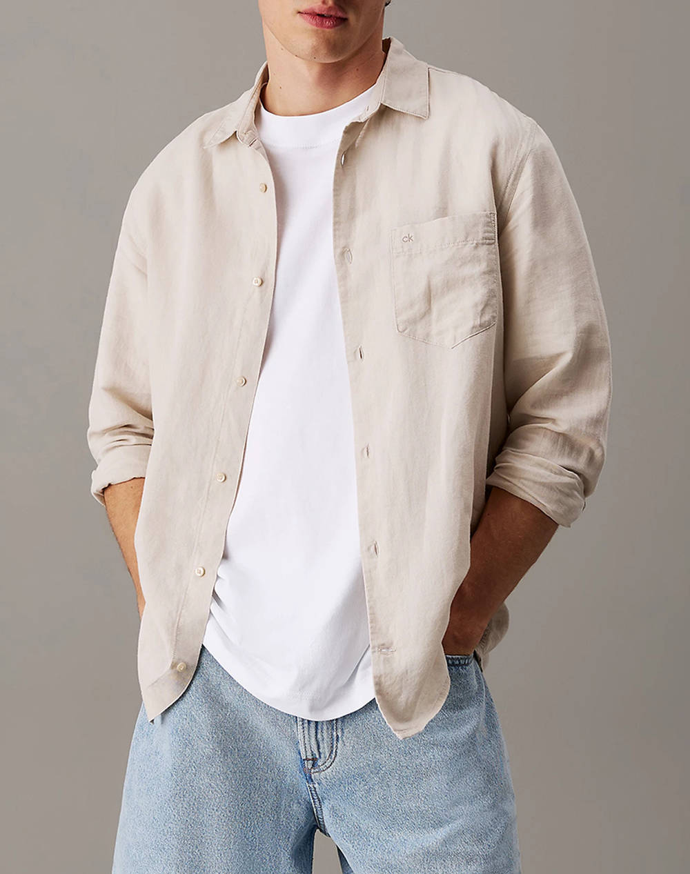 CALVIN KLEIN LINEN COTTON REGULAR L/S SHIRT