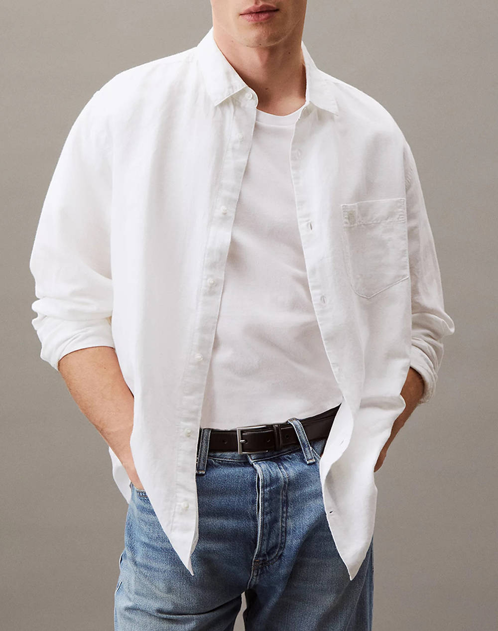 CALVIN KLEIN LINEN COTTON REGULAR L/S SHIRT