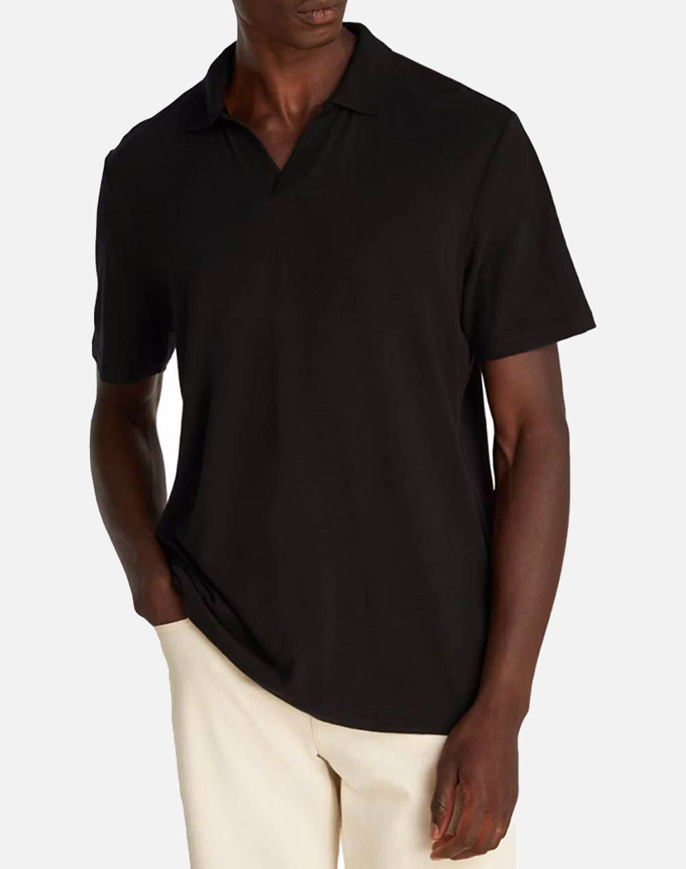 CALVIN KLEIN LINEN COTTON CUBAN COLLAR POLO