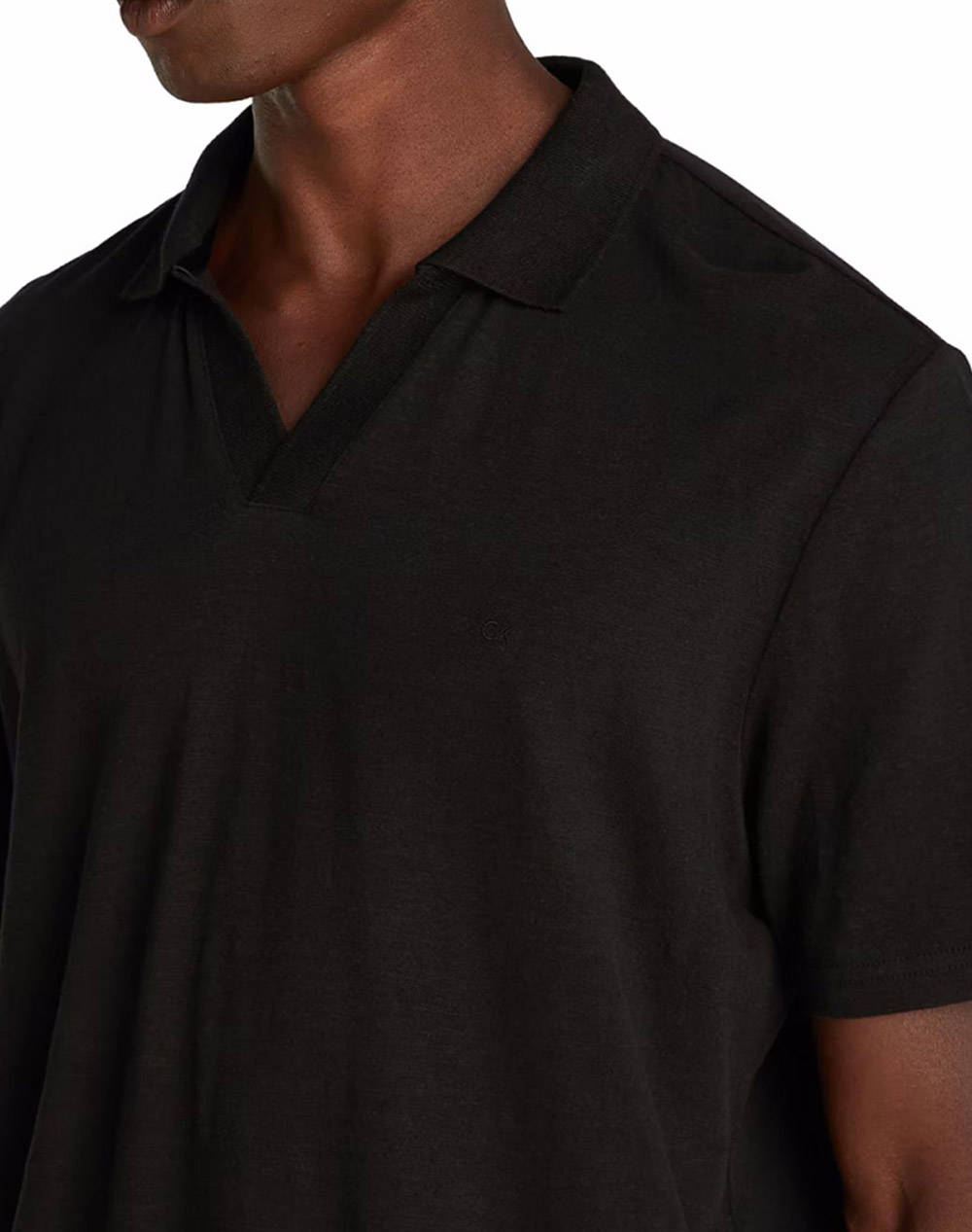 CALVIN KLEIN LINEN COTTON CUBAN COLLAR POLO