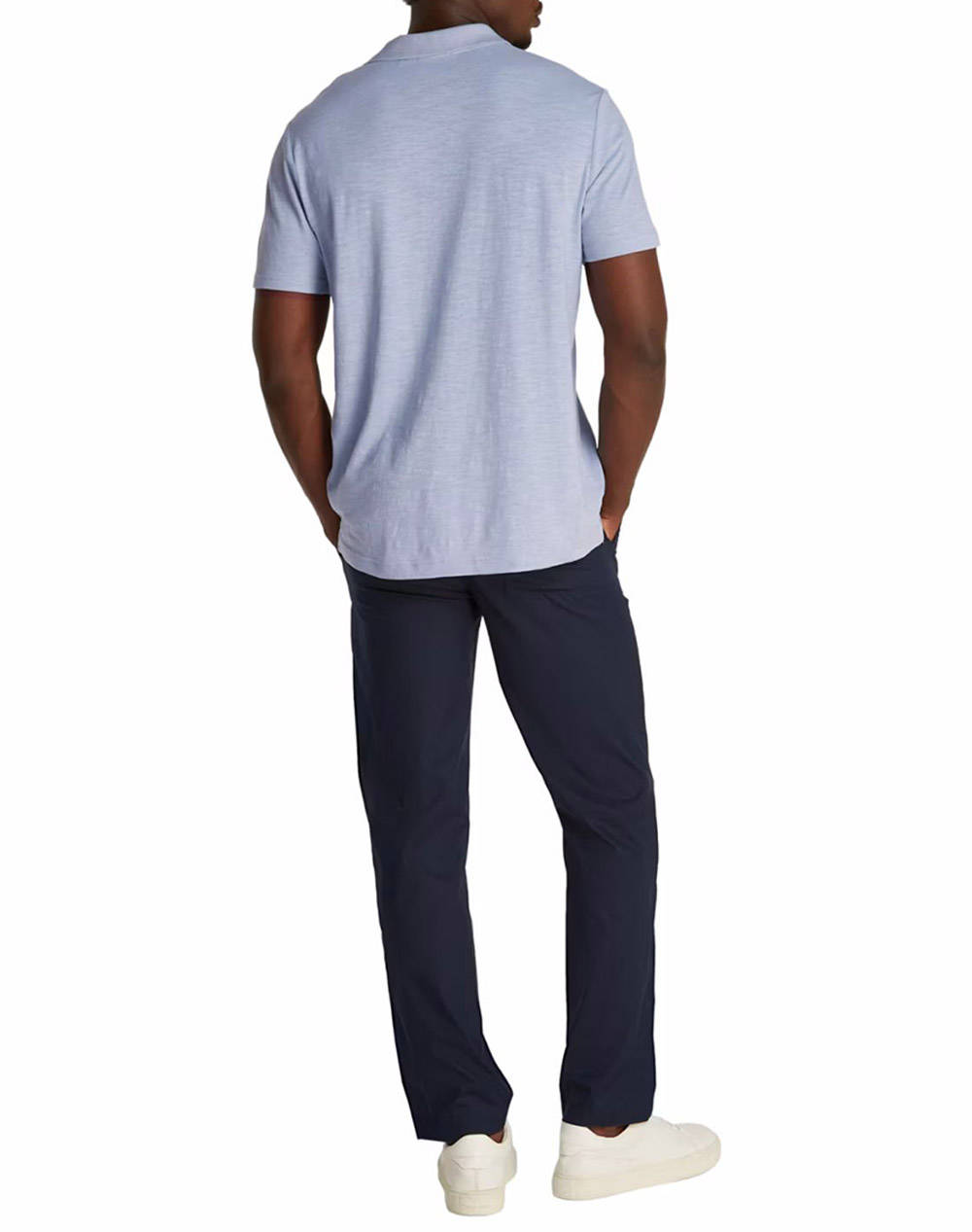 CALVIN KLEIN LINEN COTTON CUBAN COLLAR POLO