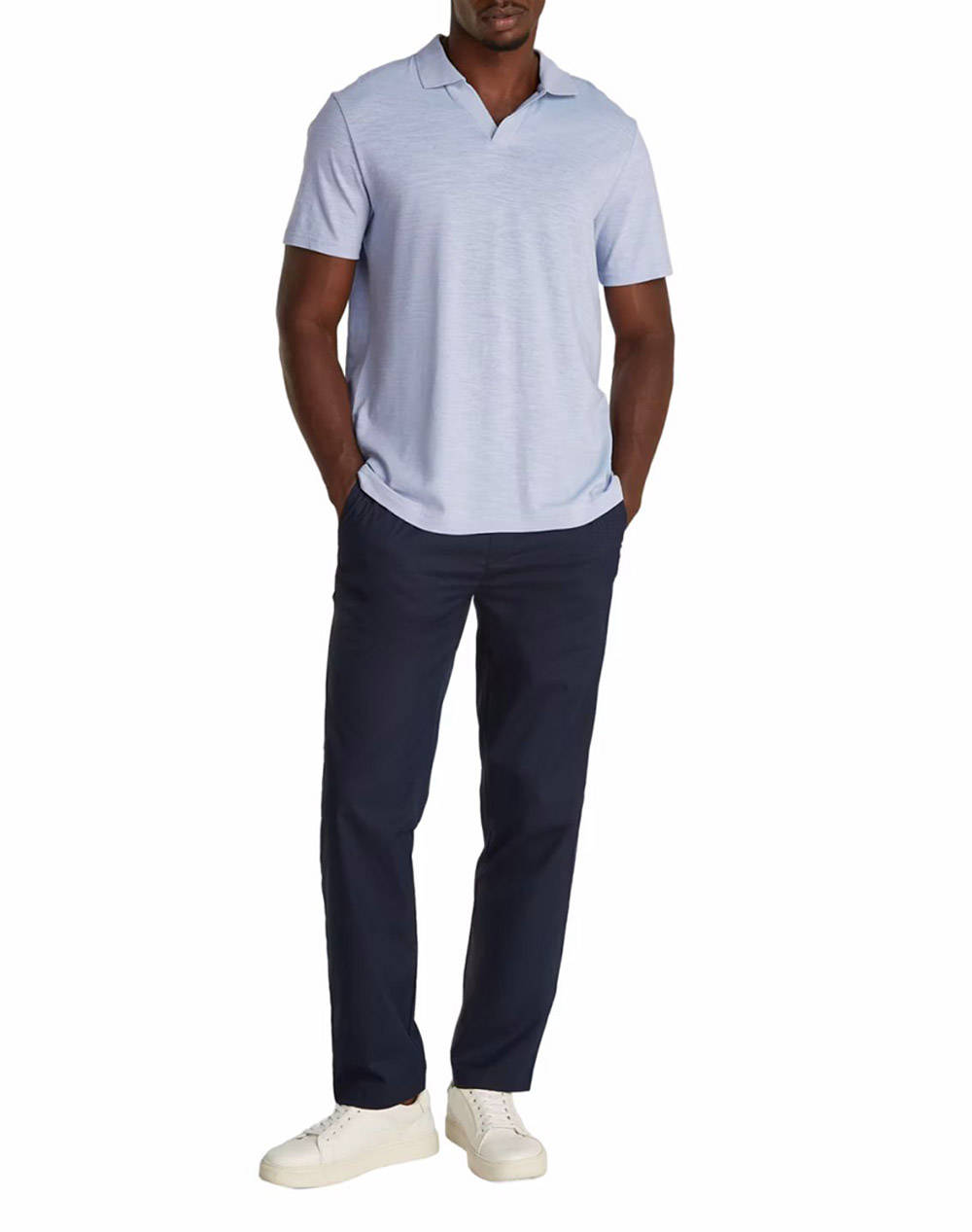 CALVIN KLEIN LINEN COTTON CUBAN COLLAR POLO