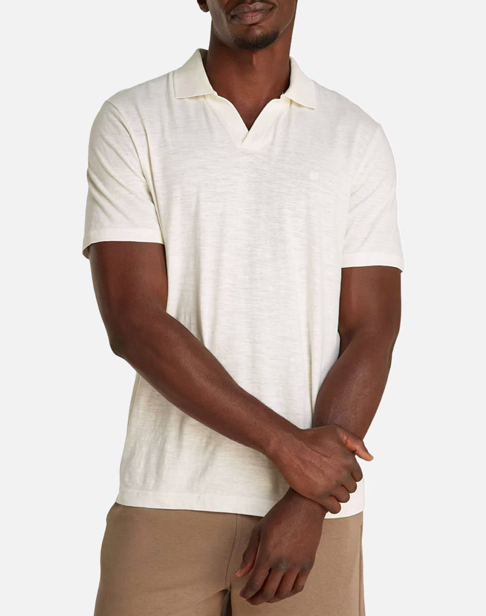 CALVIN KLEIN LINEN COTTON CUBAN COLLAR POLO