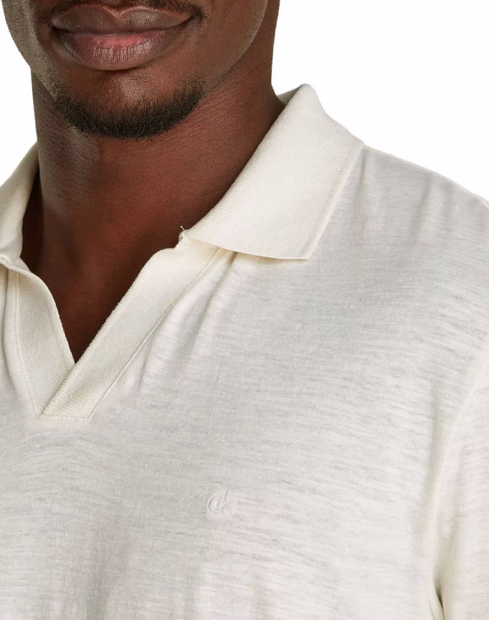 CALVIN KLEIN LINEN COTTON CUBAN COLLAR POLO
