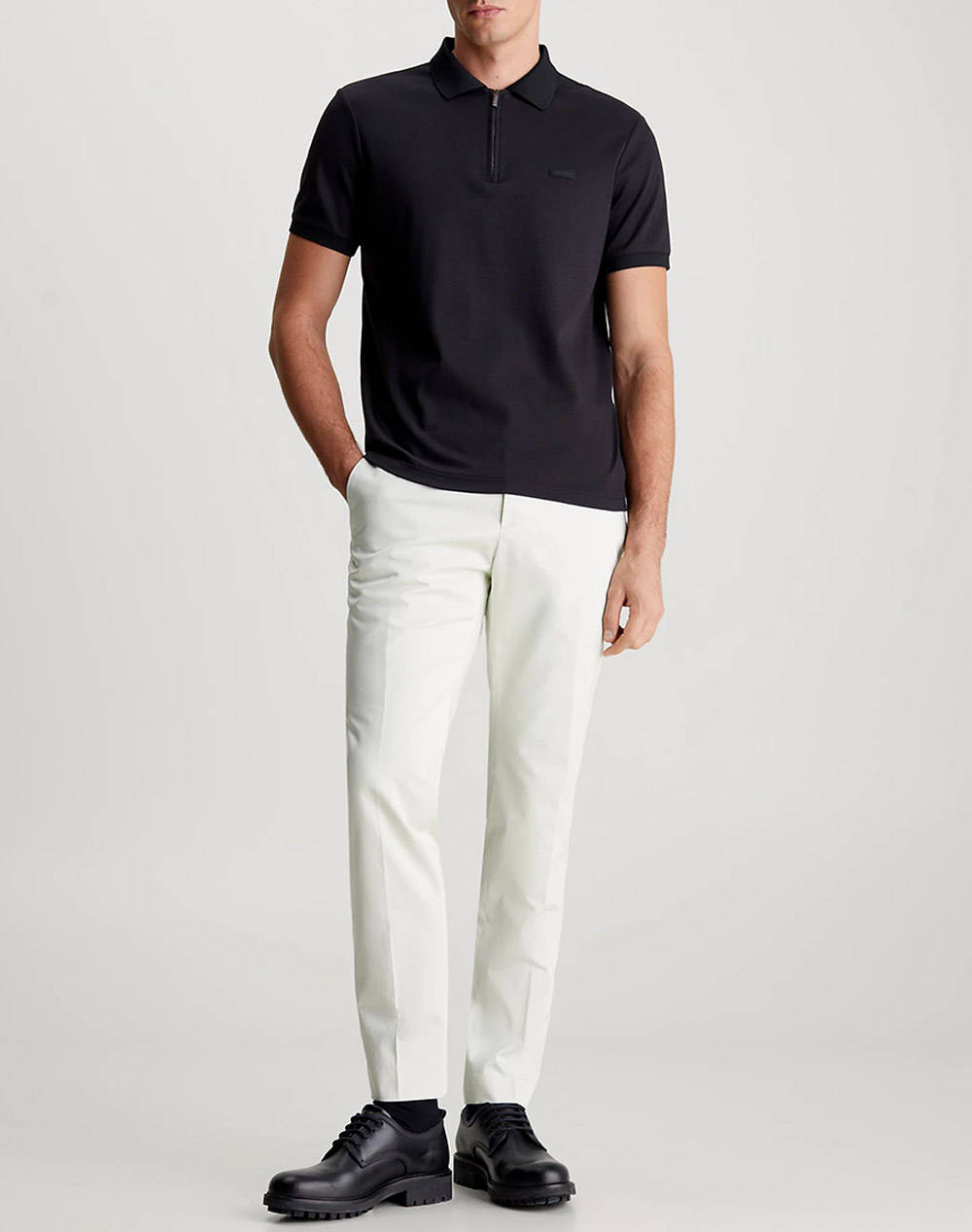 CALVIN KLEIN SMOOTH COTTON WELT ZIP POLO