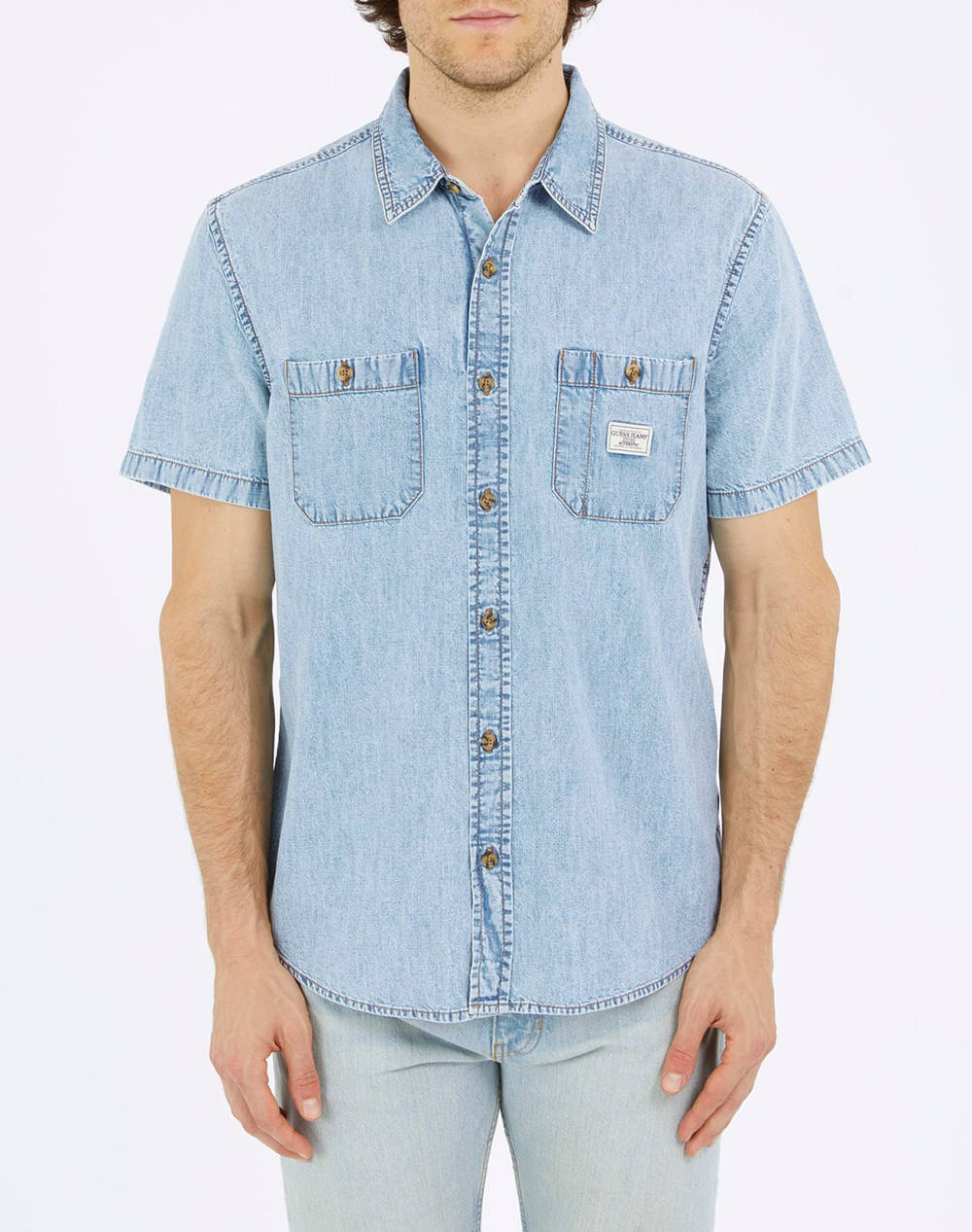 GUESS JEANS GJ REGULAR SS DENIM - ECO ORG CO 7074 RG INDIGO CAMASA DE BARBATI