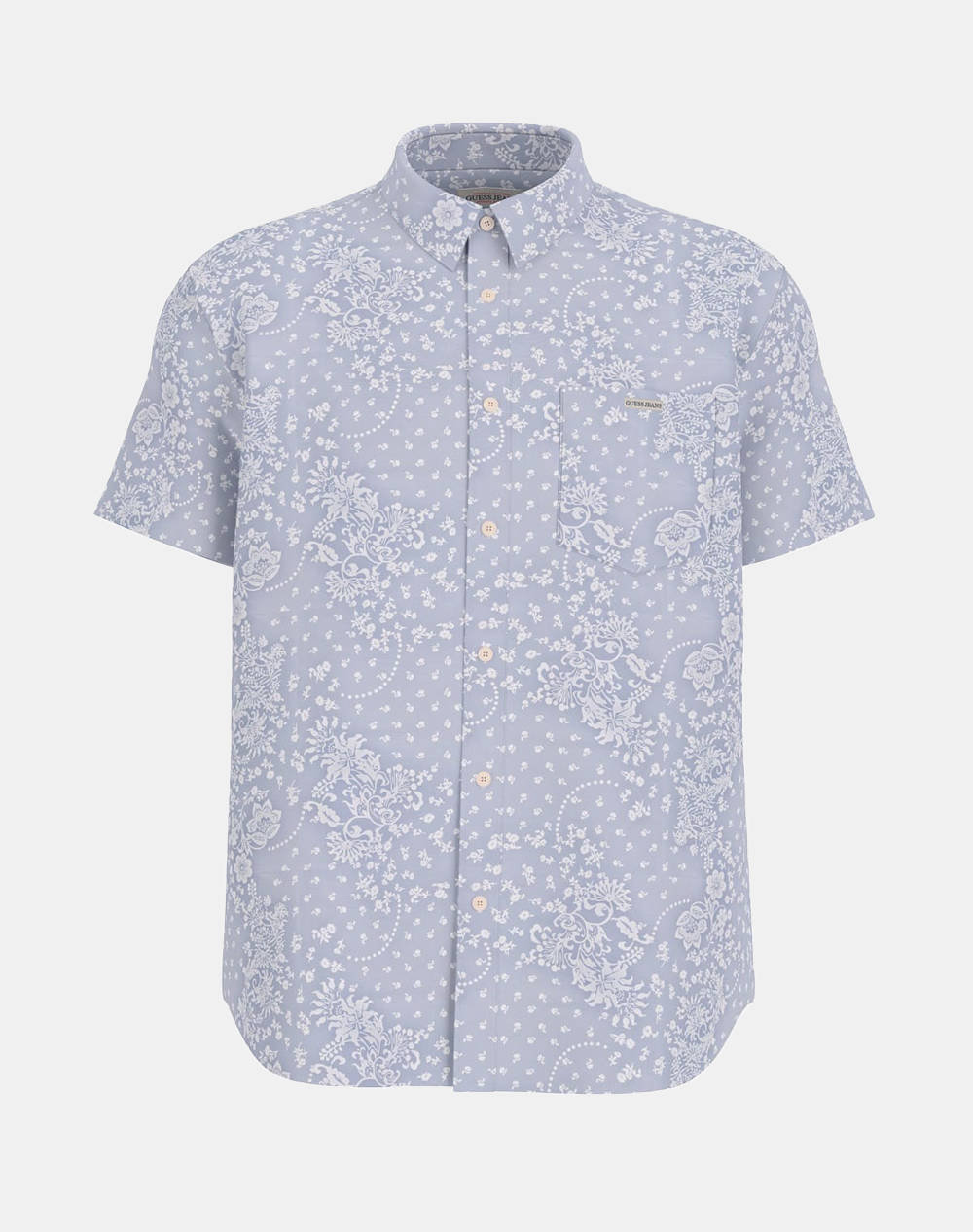 GUESS JEANS GJ SS REG PKT COLLAR - ORG CO LIGHT PRINTED POPELINE CAMASA DE BARBATI