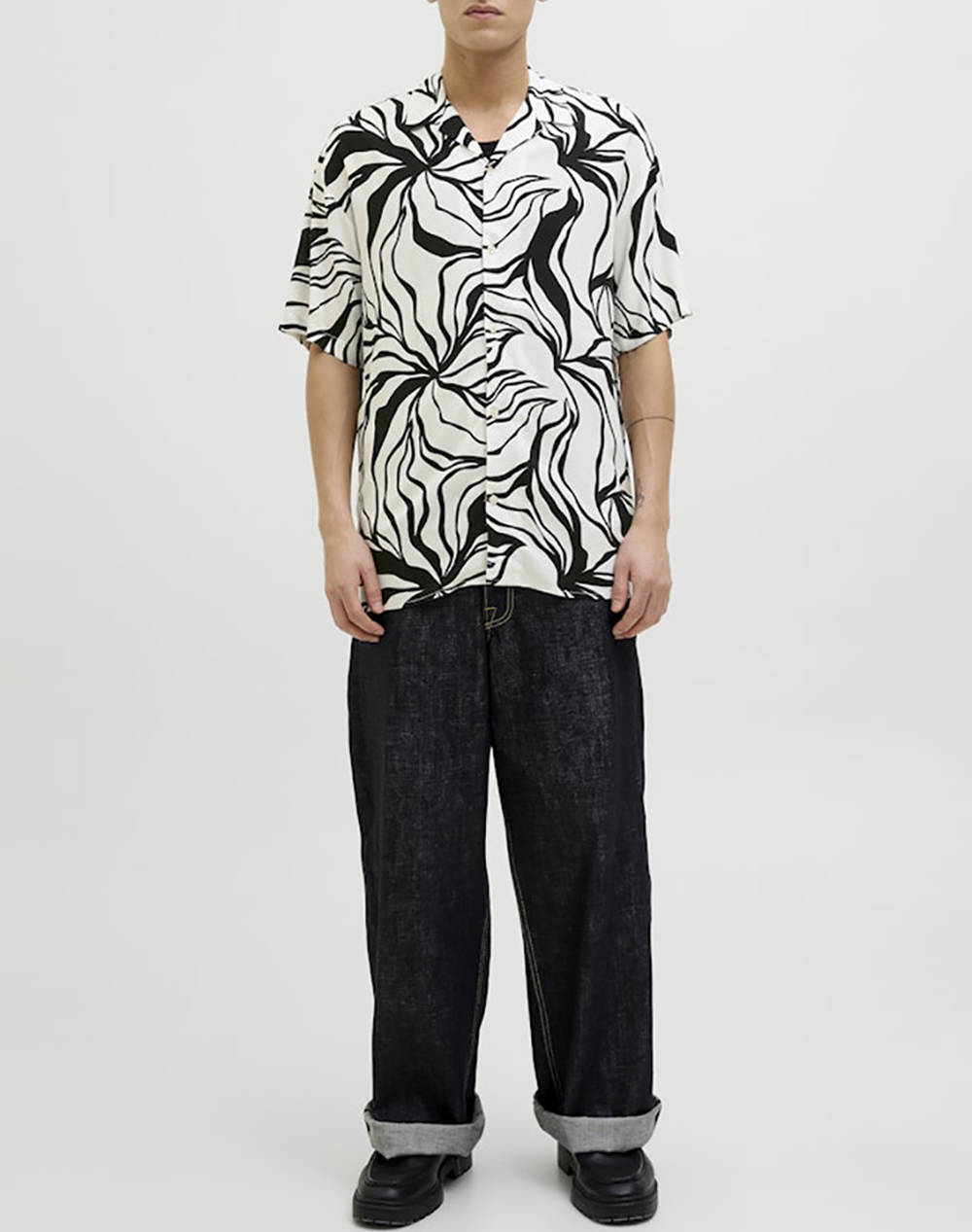 JACK&JONES JJJEFF MONOCHROME RESORT SHIRT SS