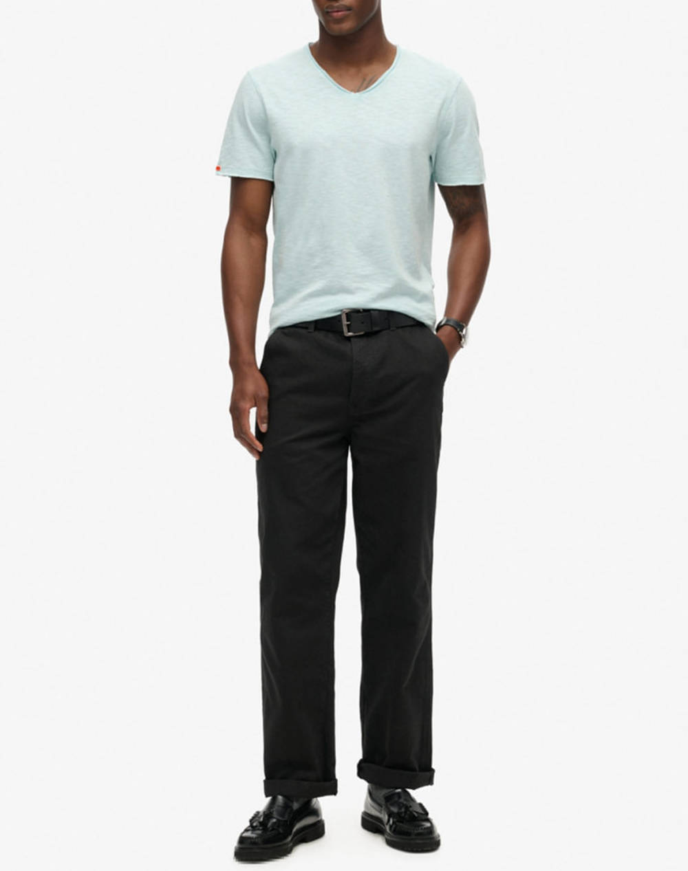 SUPERDRY D3 STUD RAW EDGE SLUB V T SHIRT BLUZA DE BARBATI