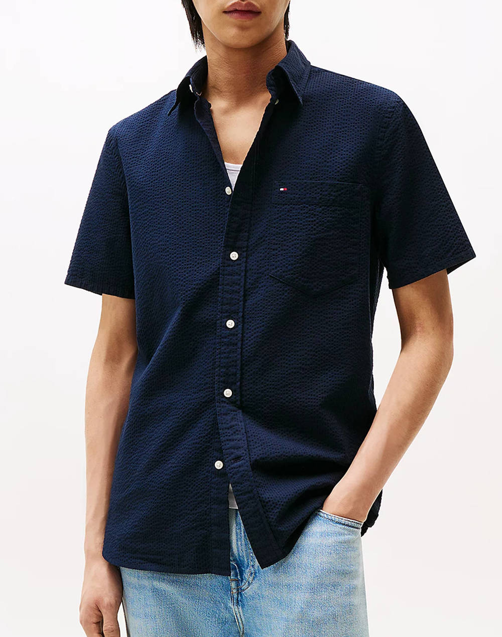 TOMMY HILFIGER SEERSUCKER SOLID SS RF SHIRT
