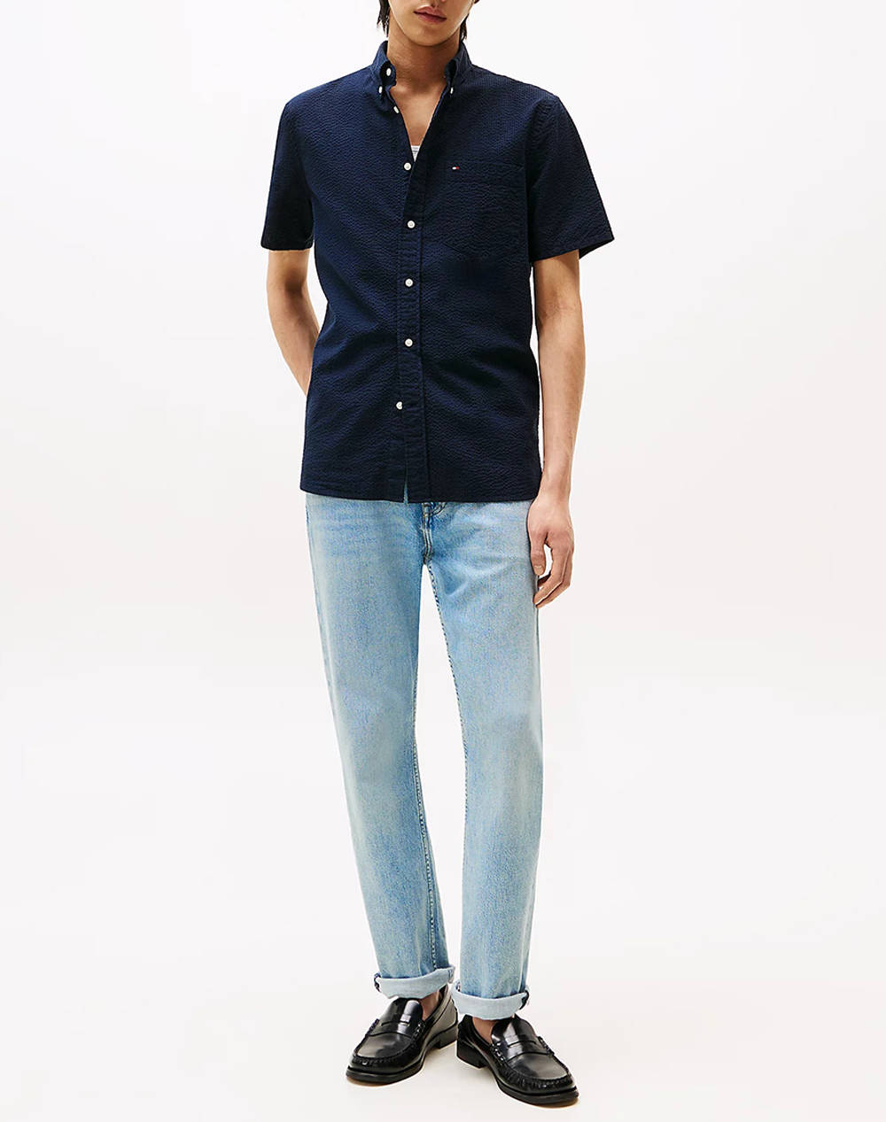 TOMMY HILFIGER SEERSUCKER SOLID SS RF SHIRT