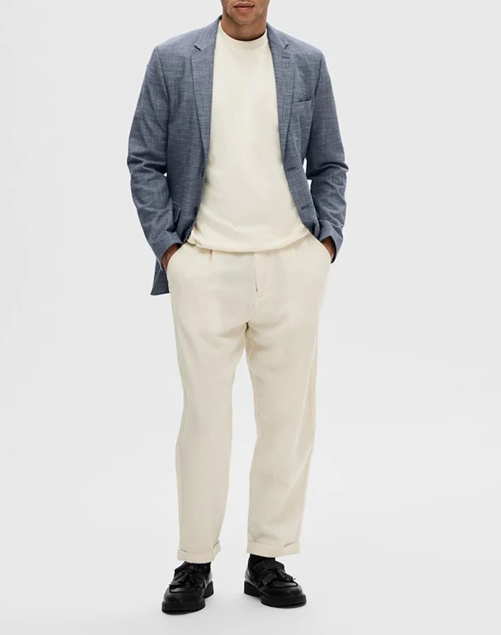 SELECTED SLH180-RELAXED CROP RON LINEN BLEND PANT