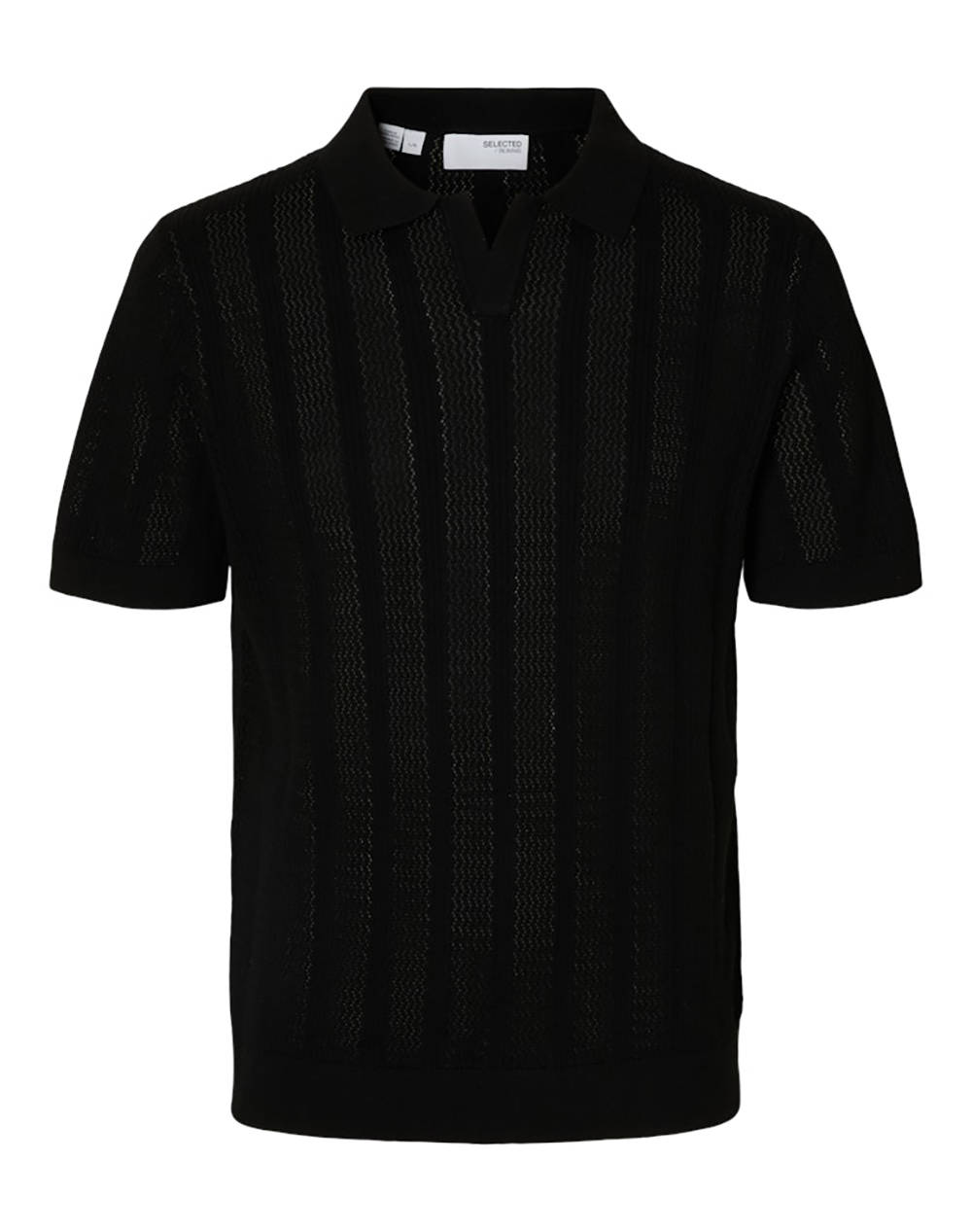 SELECTED SLHWELLS SS KNIT CROCHET OPEN POLO