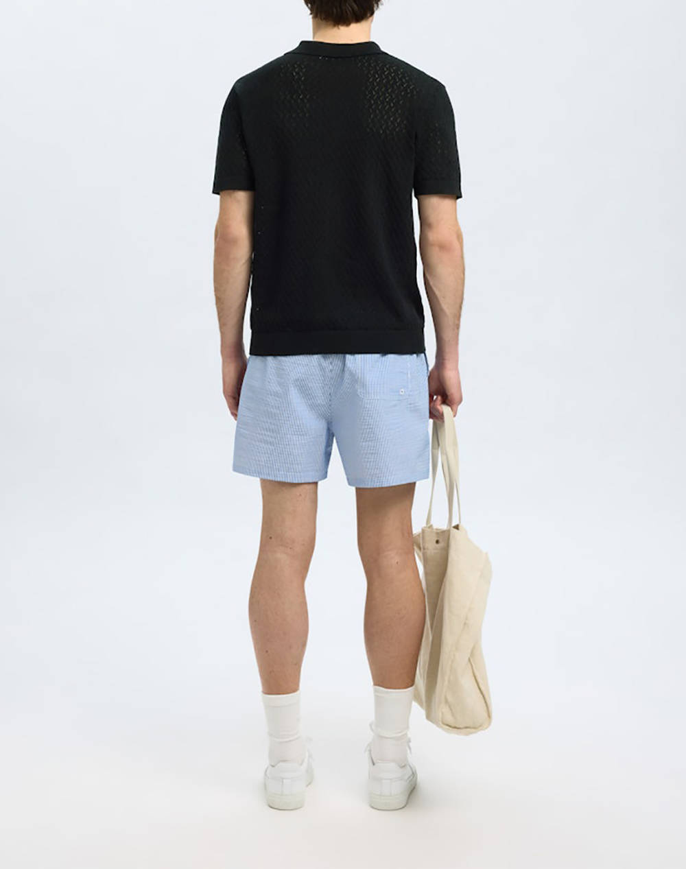 SELECTED SLHLINO SS KNIT CROCHET OPEN POLO