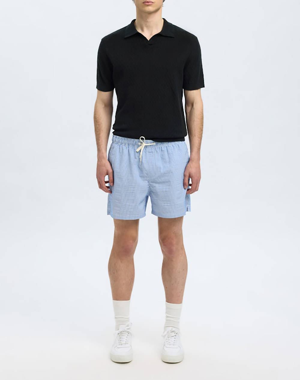 SELECTED SLHLINO SS KNIT CROCHET OPEN POLO