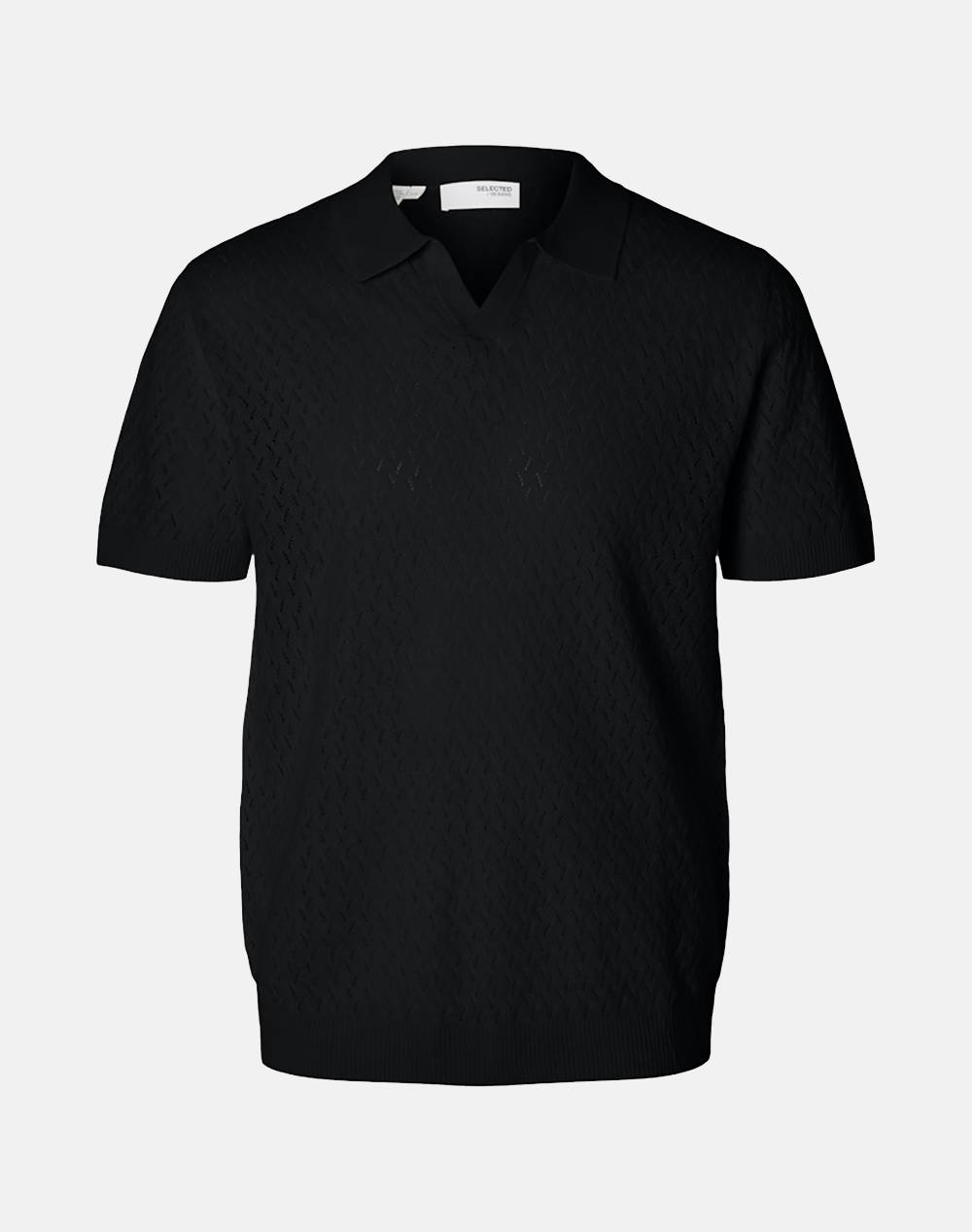 SELECTED SLHLINO SS KNIT CROCHET OPEN POLO