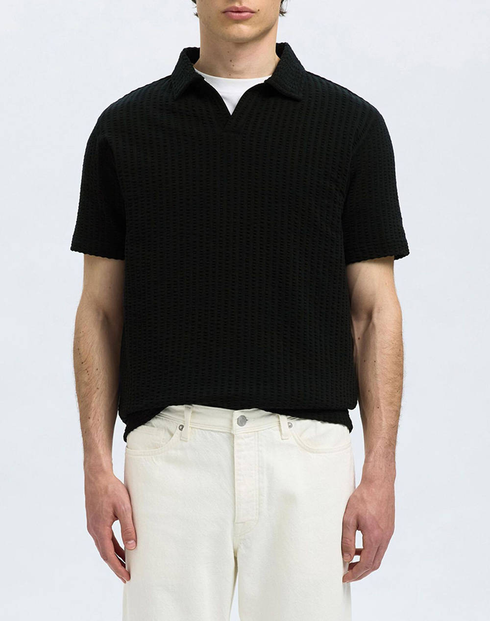 SELECTED SLHBLAKE SPLITNECK SS POLO