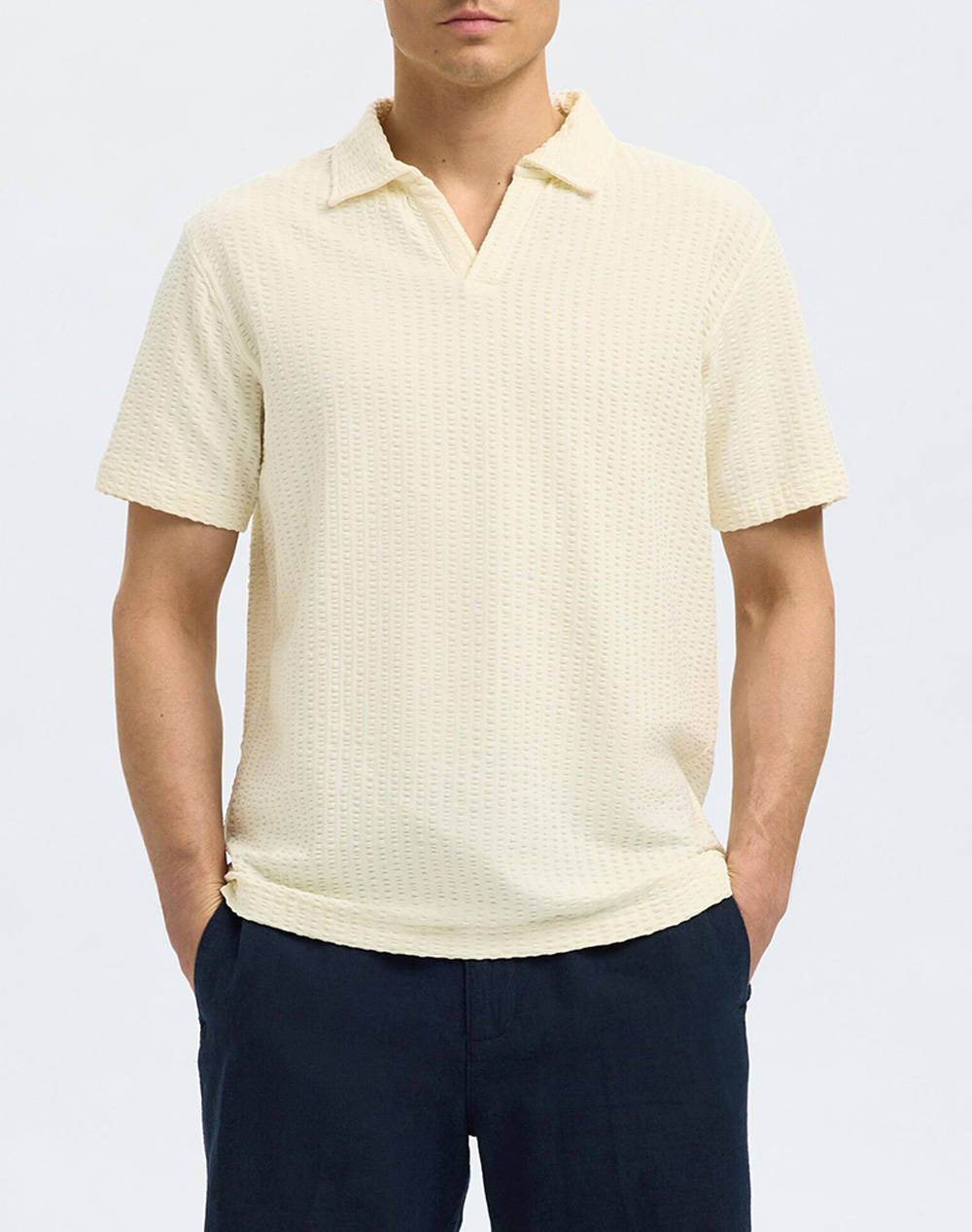 SELECTED SLHBLAKE SPLITNECK SS POLO