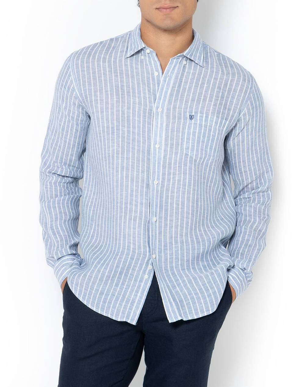 THE BOSTONIANS CAMASA ACORN IN REGULAR FIT Stripe LINEN Button-down Regular Fit