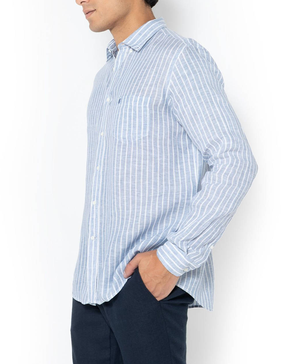 THE BOSTONIANS CAMASA ACORN IN REGULAR FIT Stripe LINEN Button-down Regular Fit