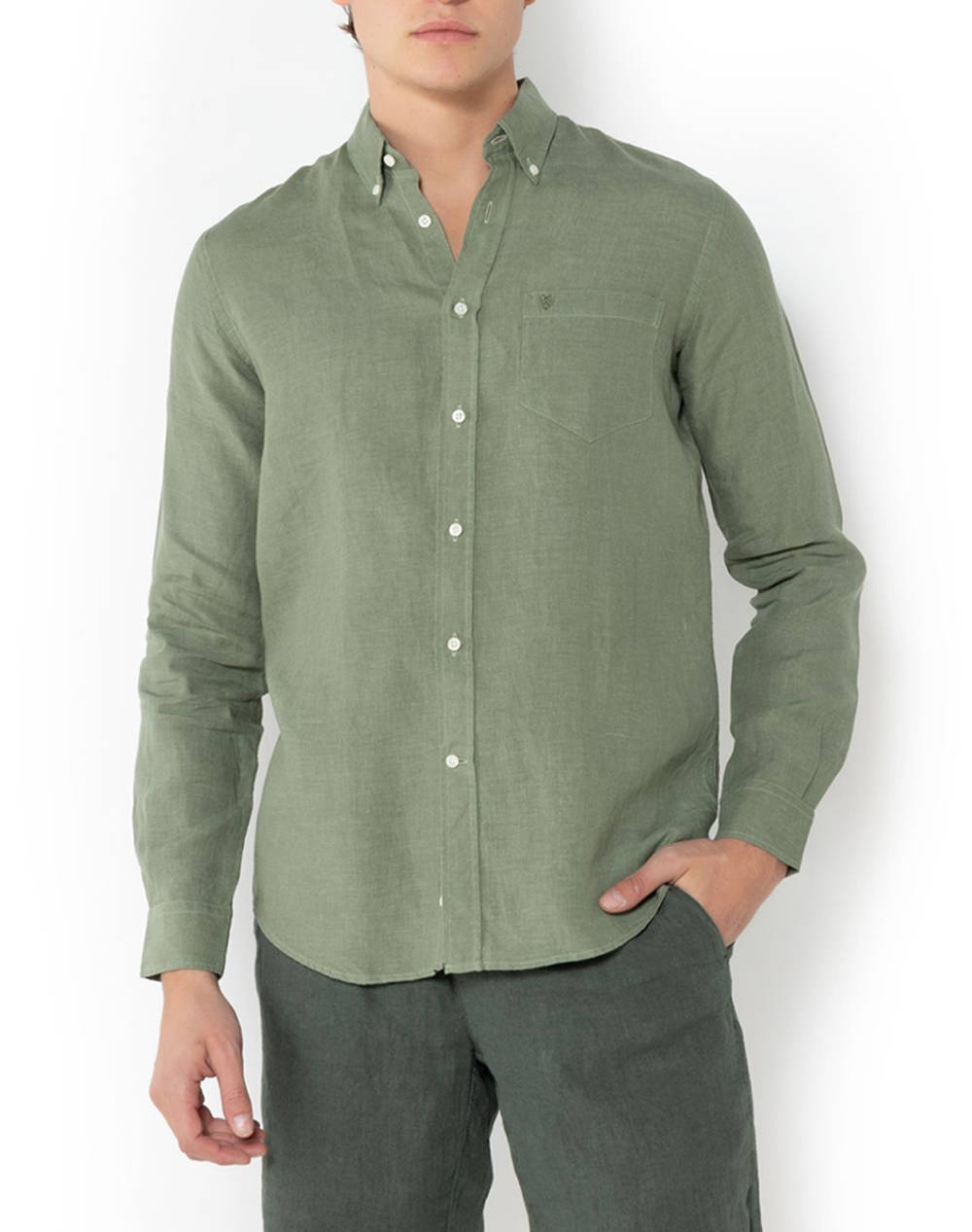 THE BOSTONIANS CAMASA DIN IN REGULAR FIT Plain LINEN Button-down Regular Fit