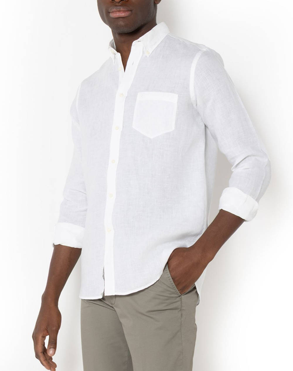 THE BOSTONIANS CAMASA DIN IN REGULAR FIT Plain LINEN Button-down Regular Fit