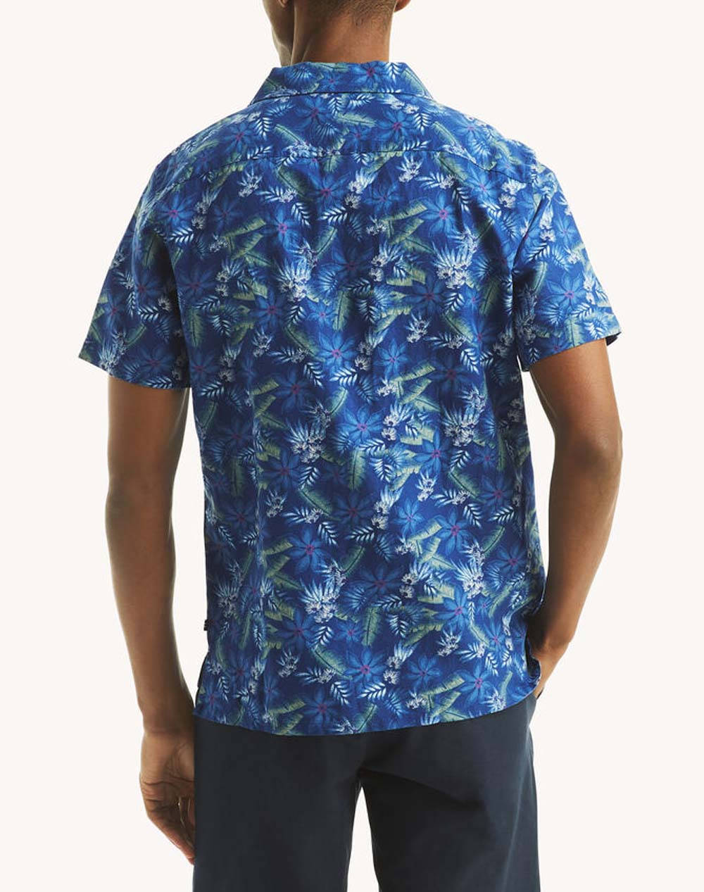 NAUTICA CAMASA KM S/S CAMP COLLAR LINEN PRINT