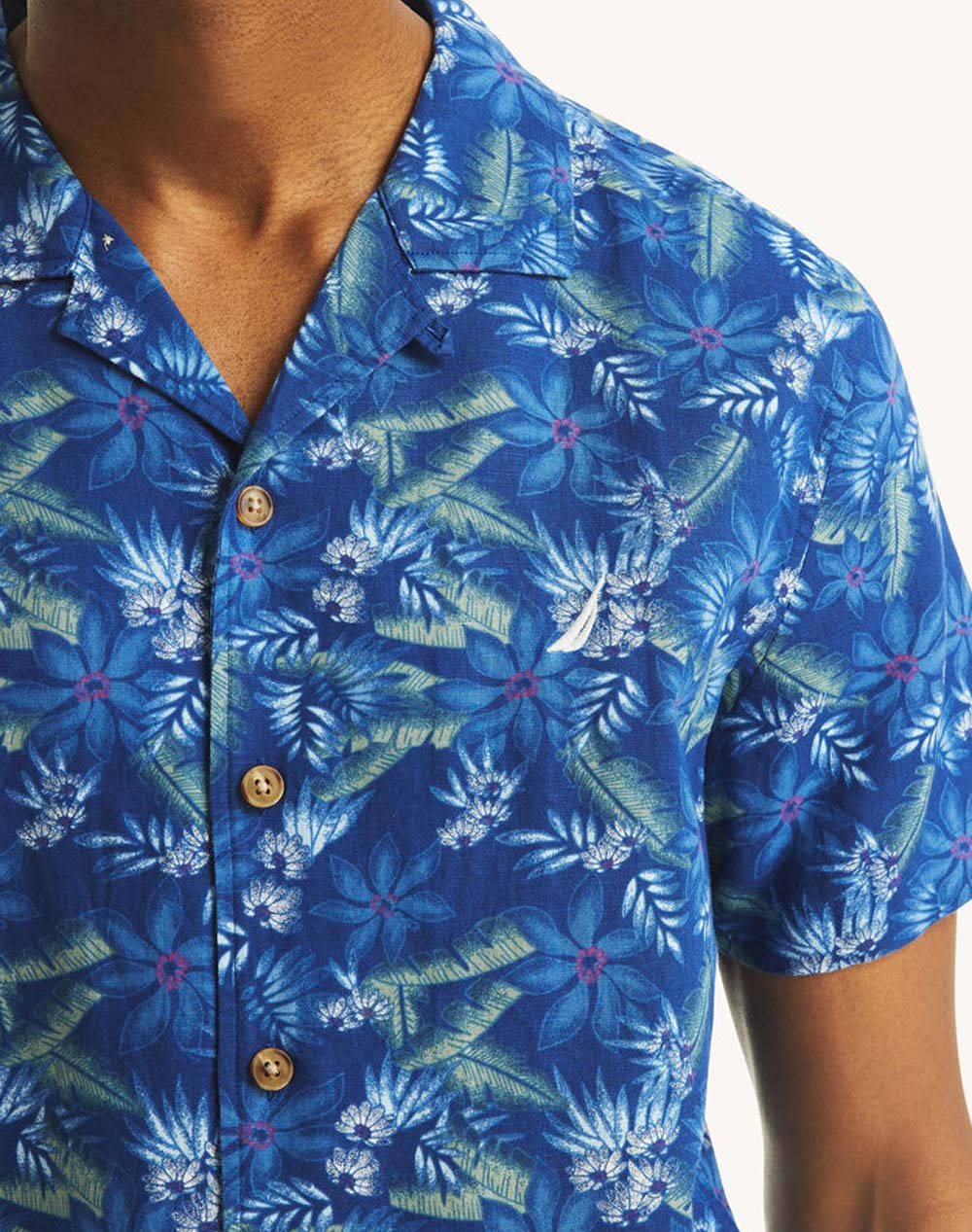 NAUTICA CAMASA KM S/S CAMP COLLAR LINEN PRINT