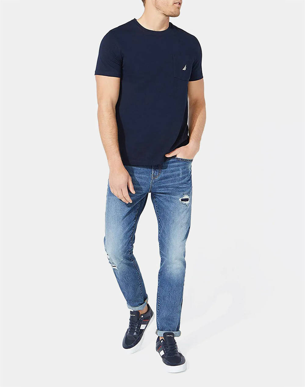 NAUTICA BLUZA T-SHIRT ΚΜSS ANCHOR POCKET TEE