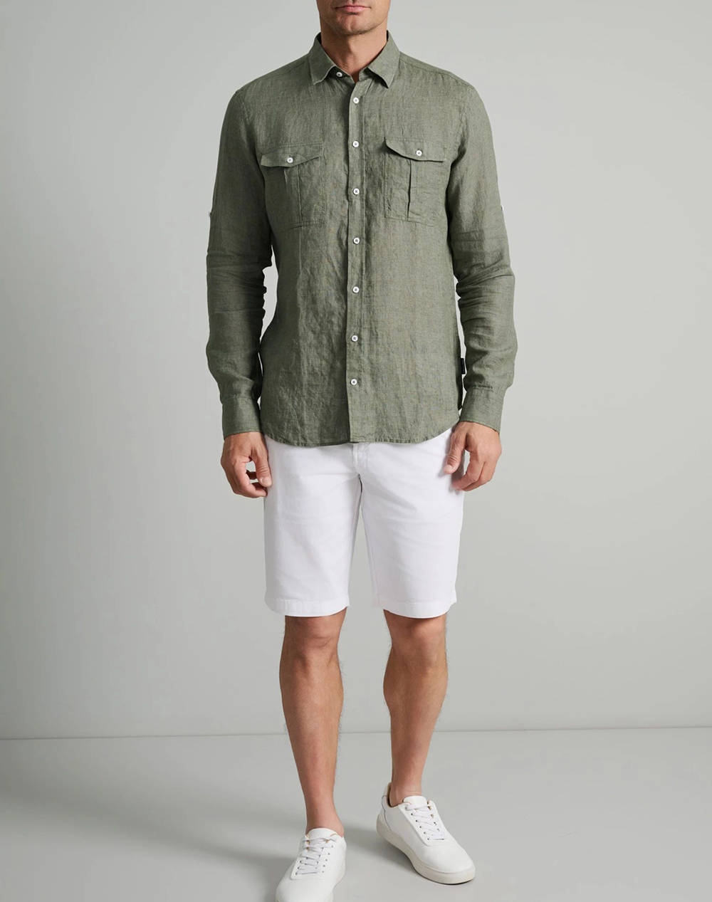NAVY&GREEN CAMASA FIT LINE