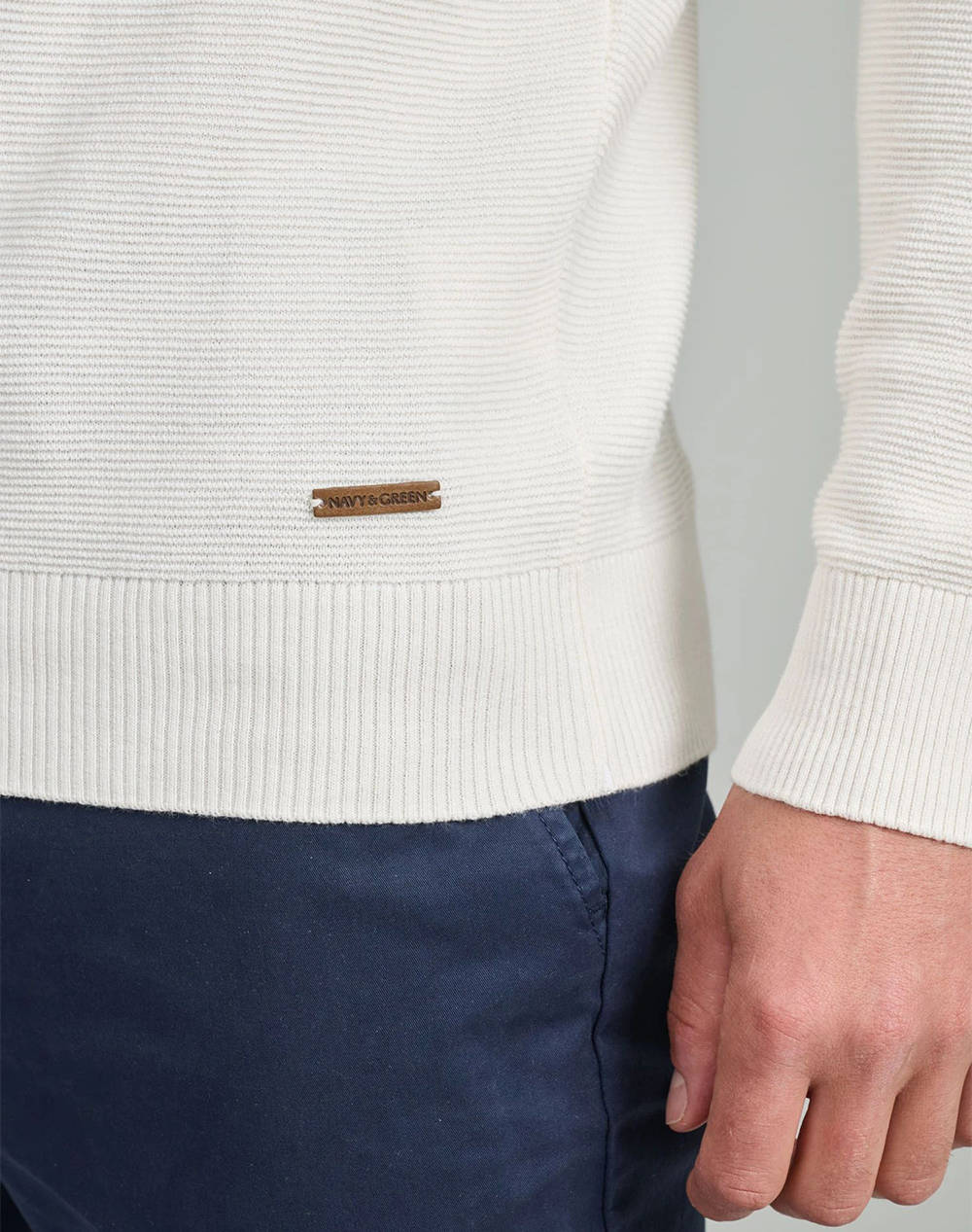 NAVY&GREEN TRICOTAT DIN BUMBAC DECOLTEU, 2TONE