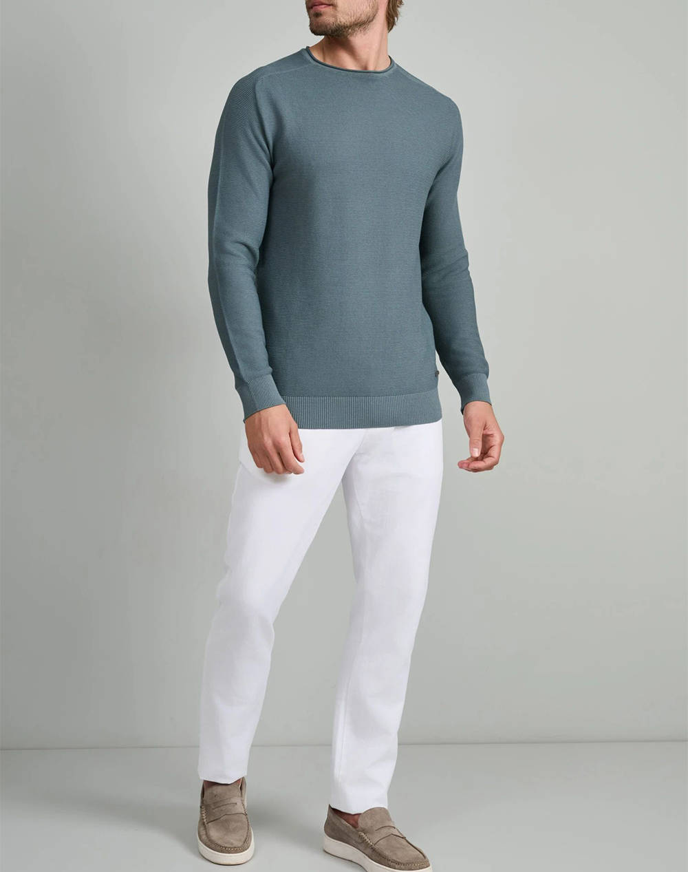 NAVY&GREEN TRICOTAT DIN BUMBAC DECOLTEU, 2TONE