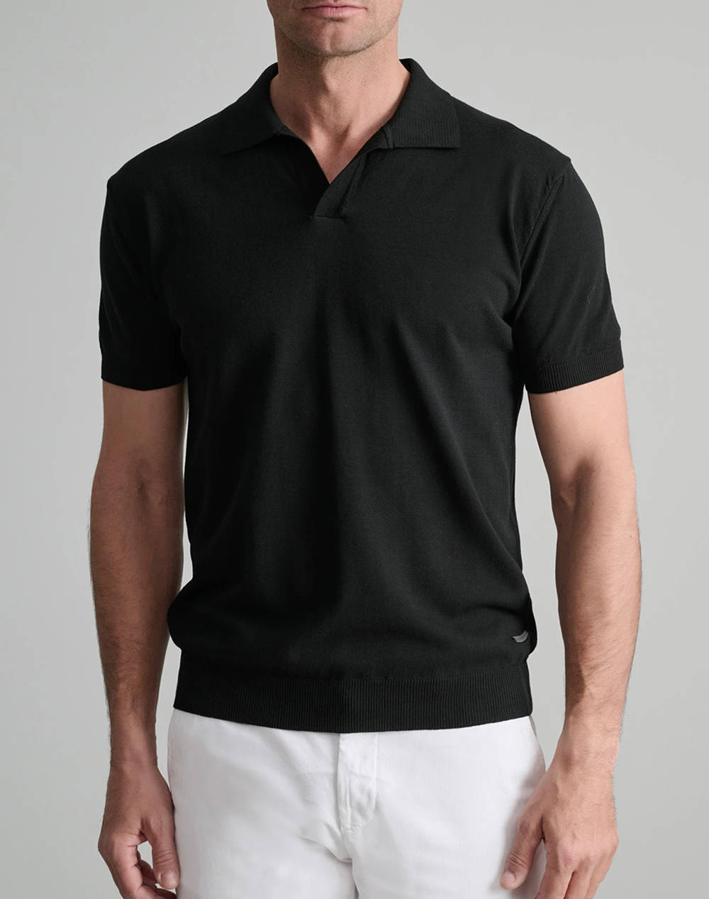 NAVY&GREEN TRICOTAT POLO, MANECA SCURTA