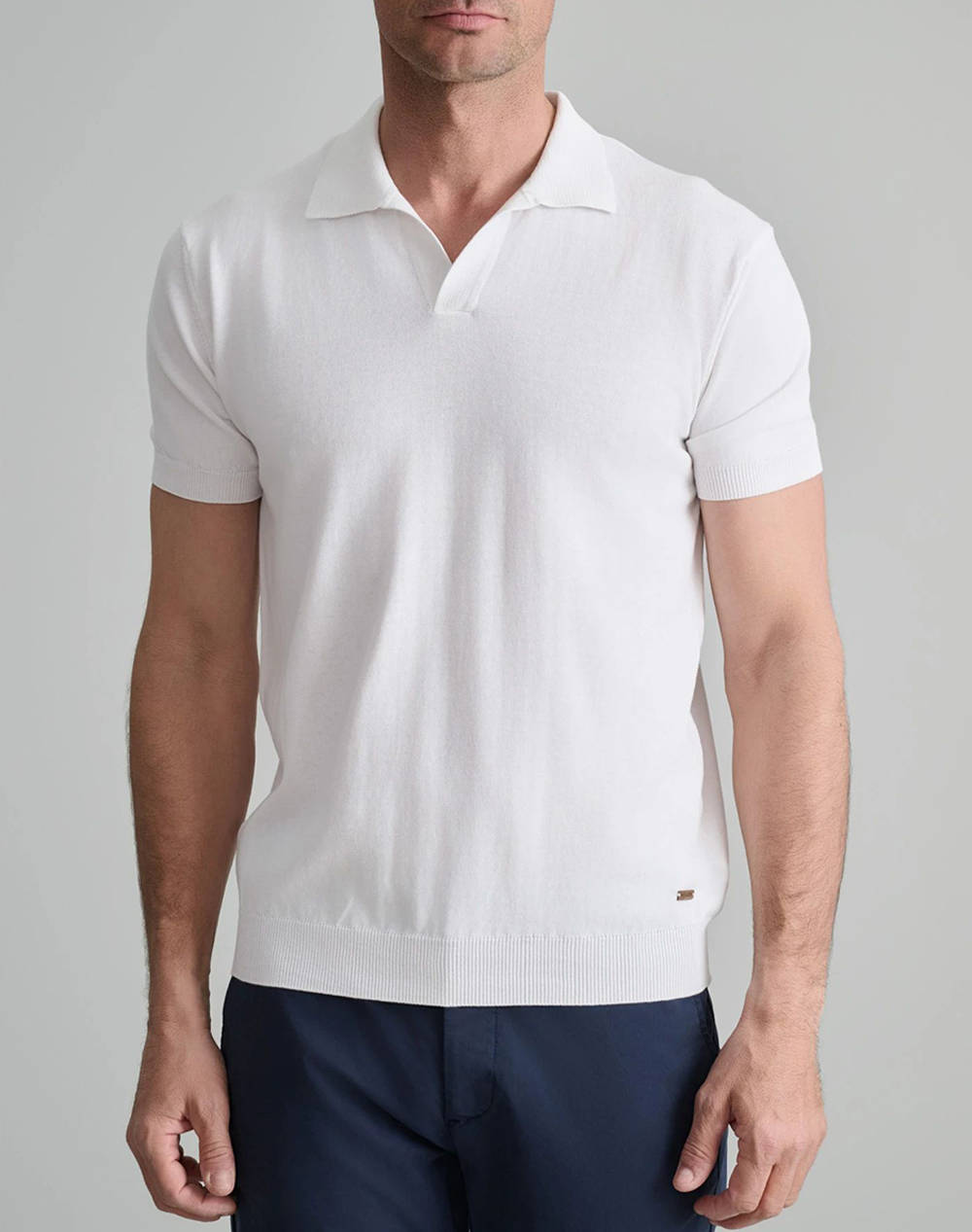 NAVY&GREEN TRICOTAT POLO, MANECA SCURTA