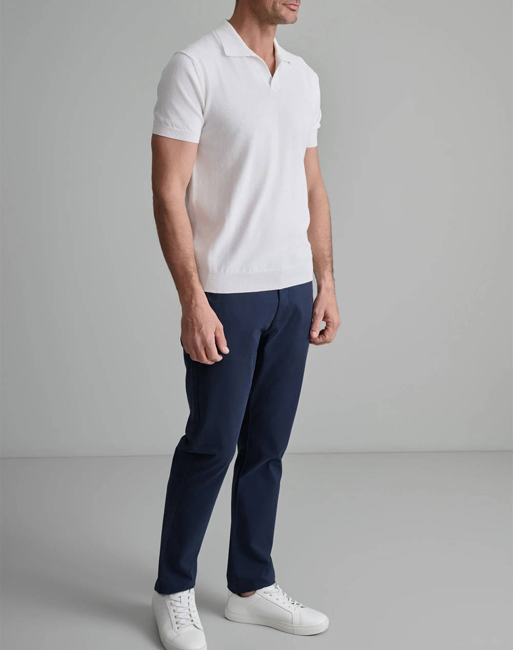 NAVY&GREEN TRICOTAT POLO, MANECA SCURTA