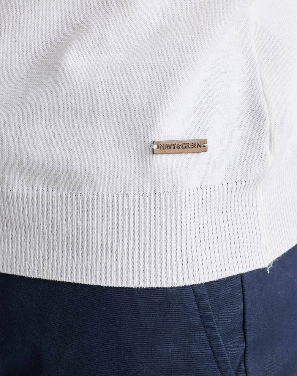 NAVY&GREEN TRICOTAT POLO, MANECA SCURTA