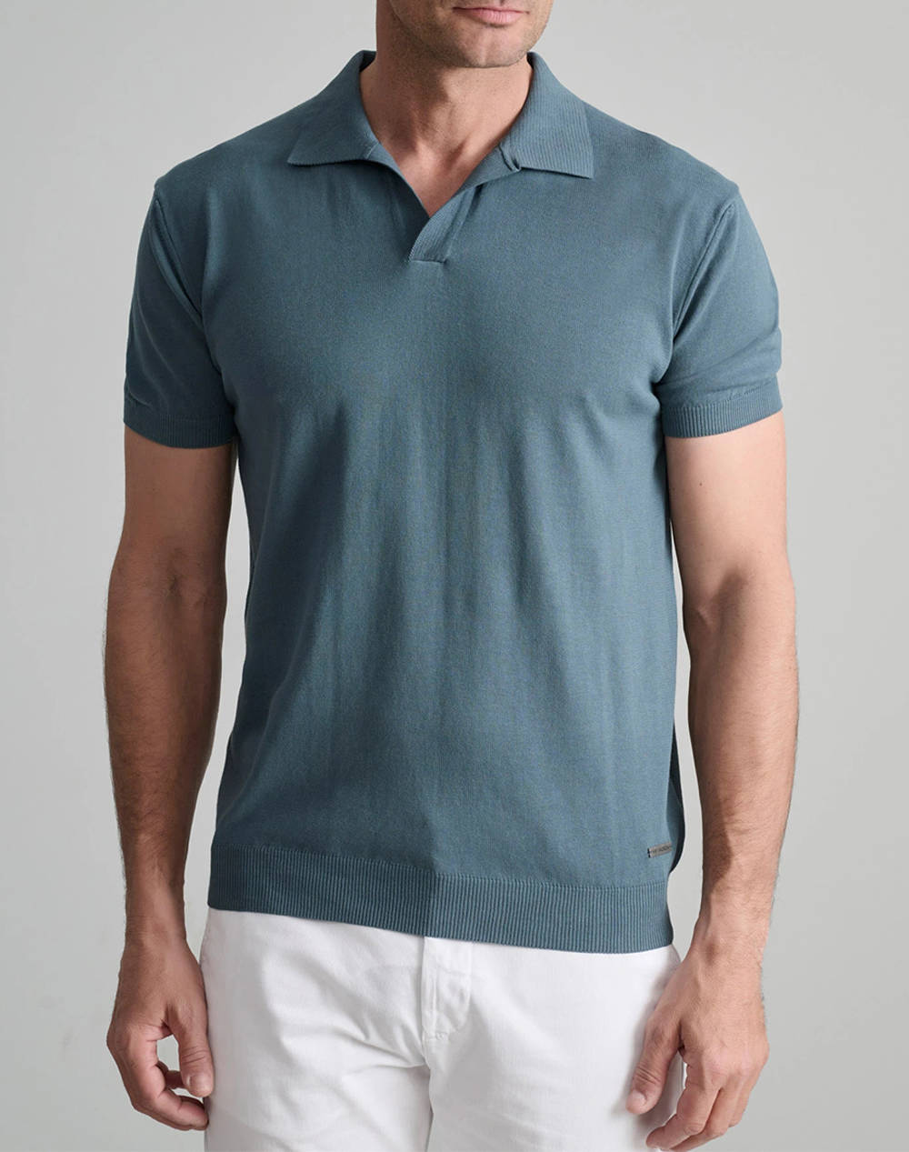 NAVY&GREEN TRICOTAT POLO, MANECA SCURTA