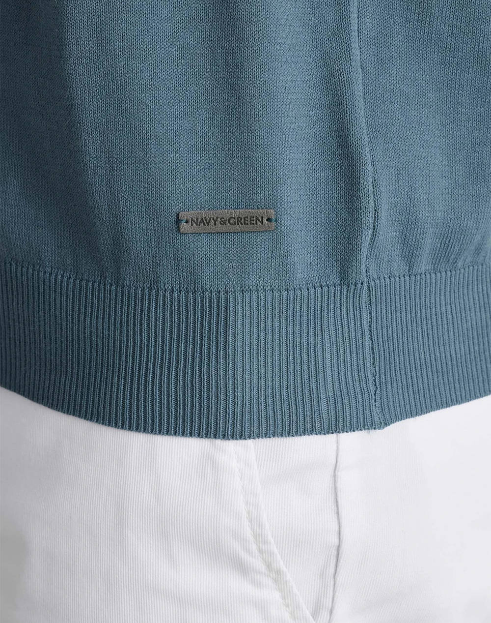 NAVY&GREEN TRICOTAT POLO, MANECA SCURTA