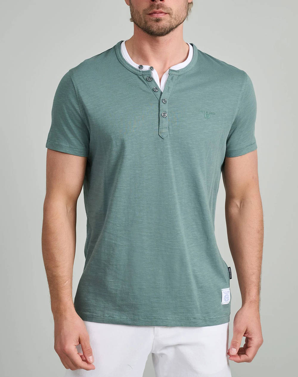 NAVY&GREEN BLUZA DECOLTEU CU NASTURI