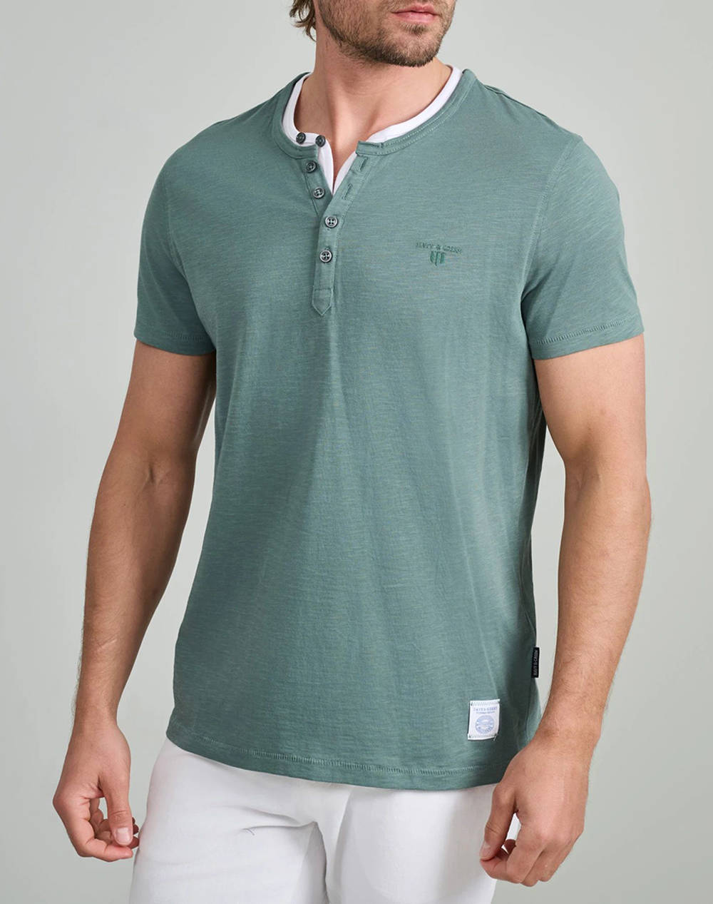 NAVY&GREEN BLUZA DECOLTEU CU NASTURI