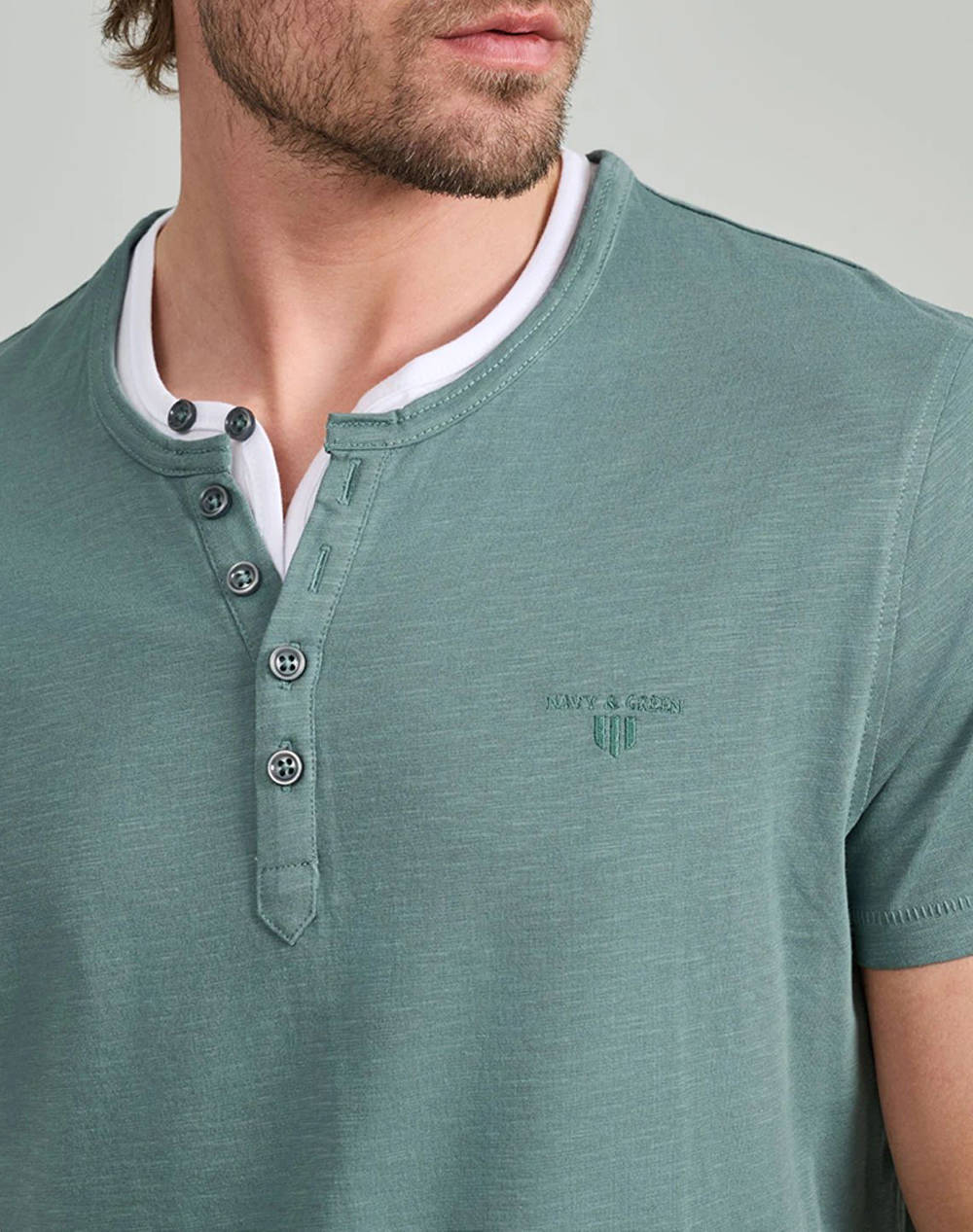 NAVY&GREEN BLUZA DECOLTEU CU NASTURI