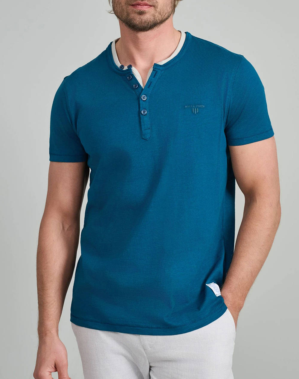 NAVY&GREEN BLUZA DECOLTEU CU NASTURI