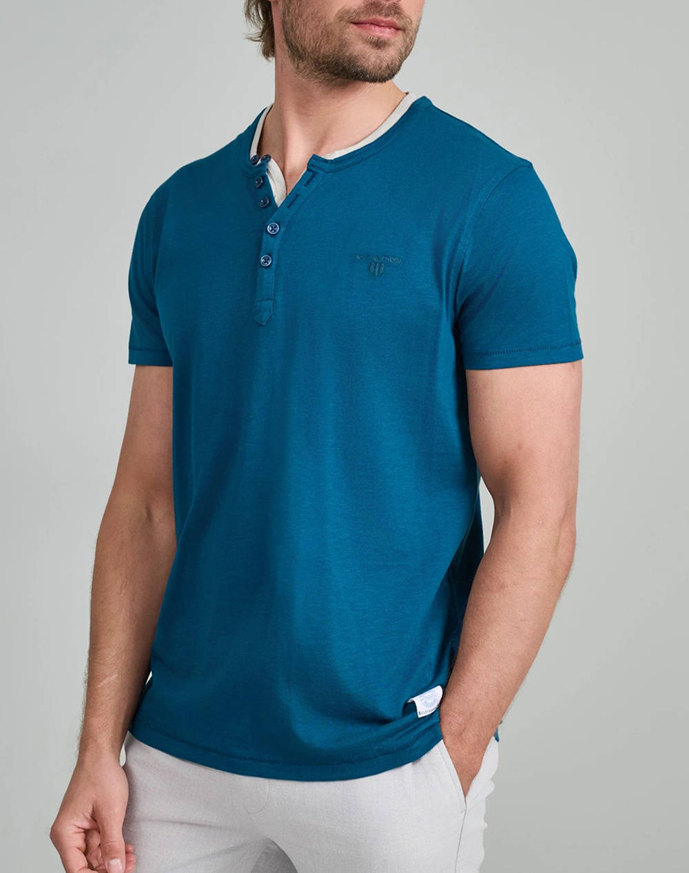 NAVY&GREEN BLUZA DECOLTEU CU NASTURI