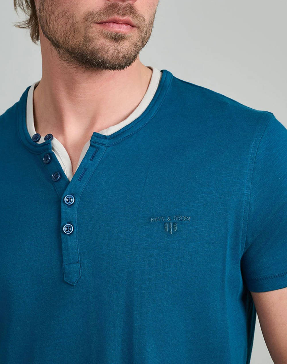 NAVY&GREEN BLUZA DECOLTEU CU NASTURI