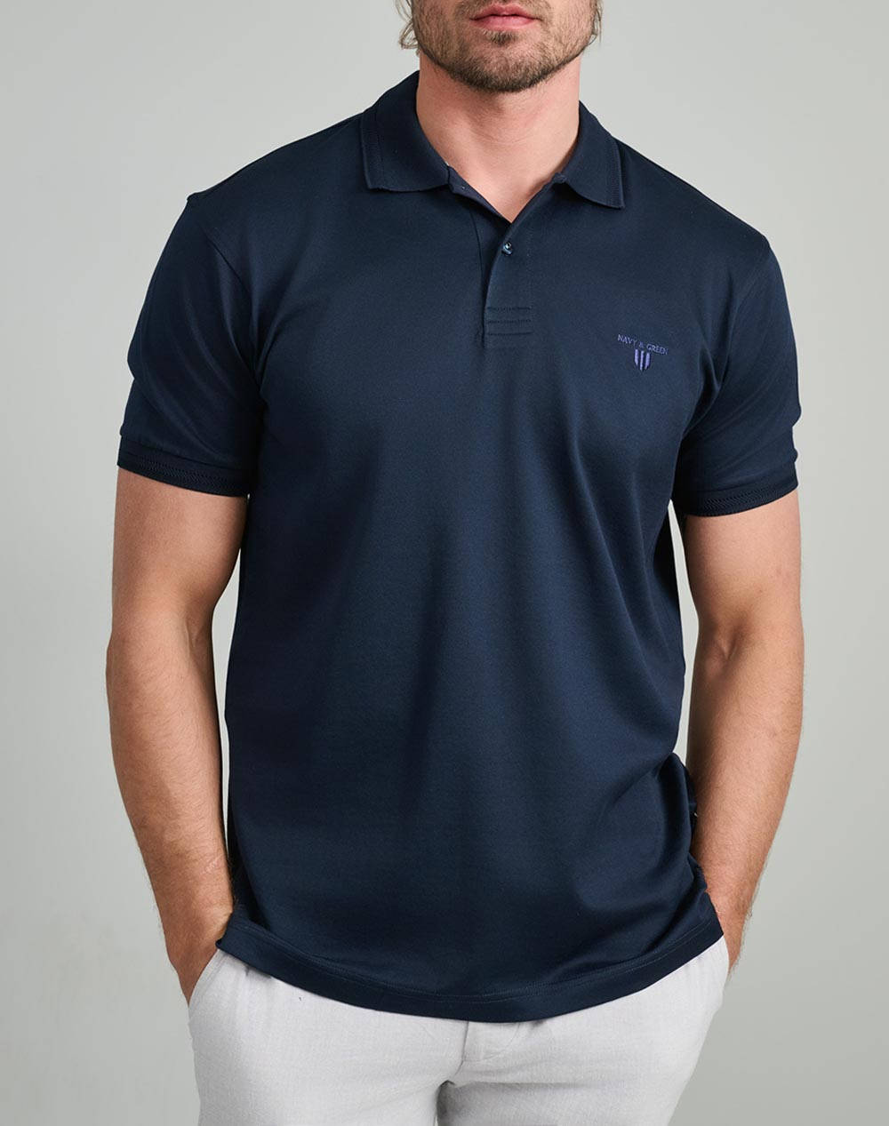 NAVY&GREEN BLUZA POLO