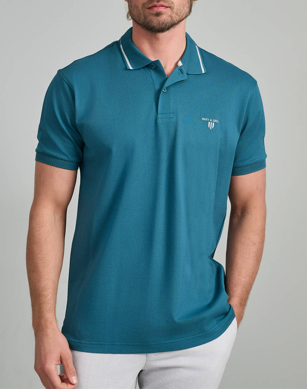 NAVY&GREEN BLUZA POLO