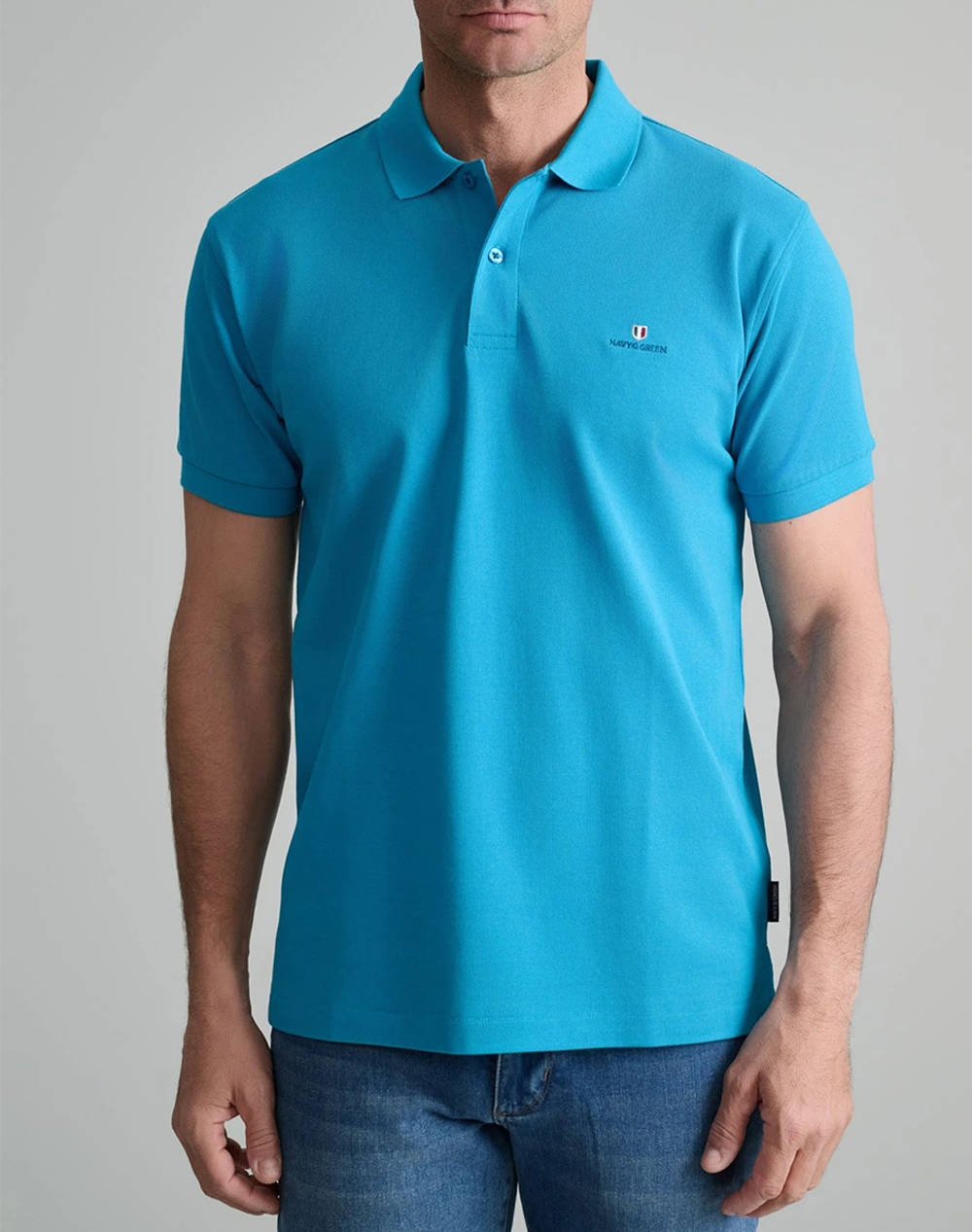 NAVY&GREEN BLUZA POLO MONOCROMA, CUSTOM FIT